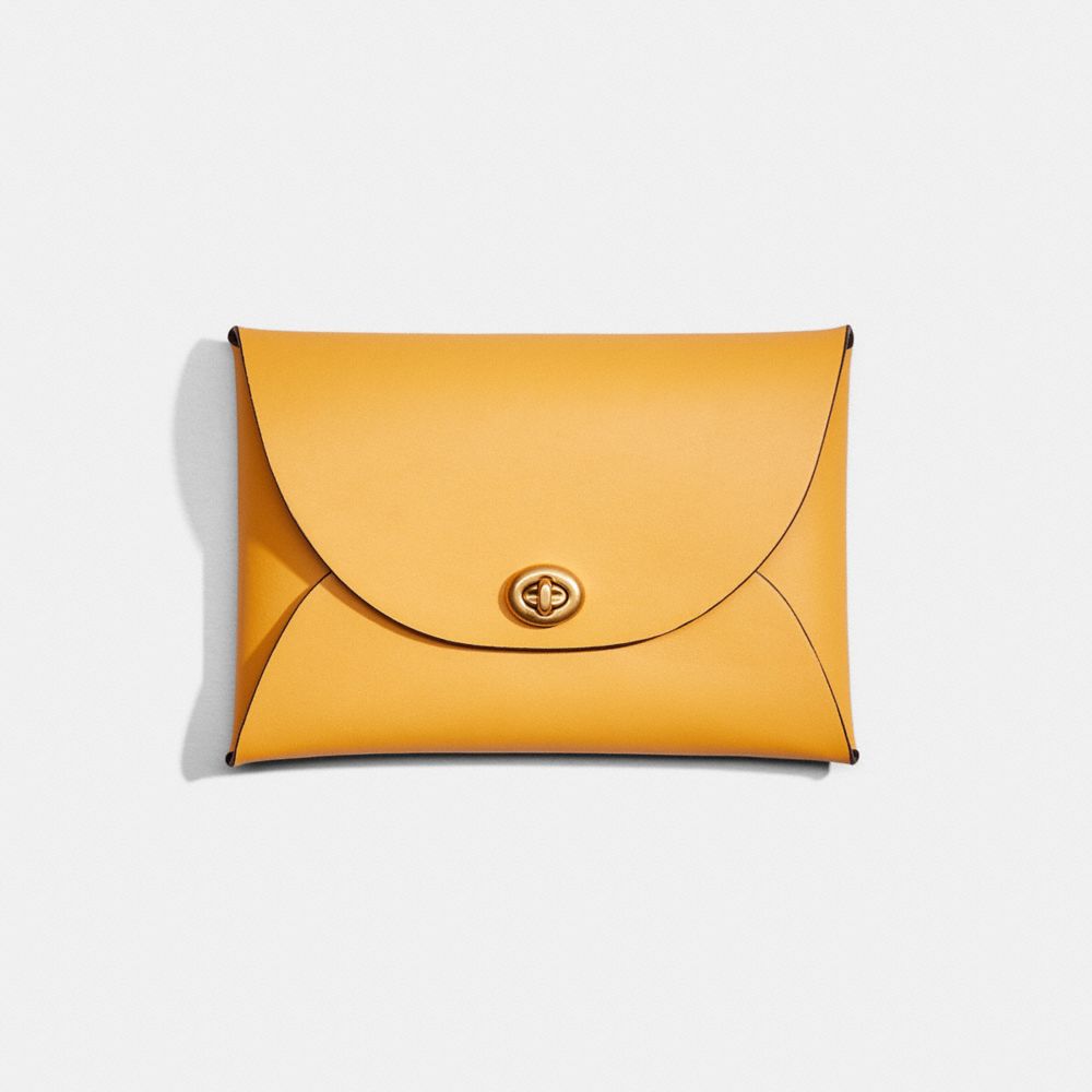 COACH®,Remade Large Pouch,Coin,Casual,Mustard,Front View