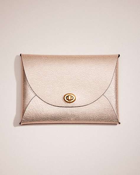 COACH®,REMADE LARGE POUCH,Leather,Mini,Rose Gold Metallic,Front View