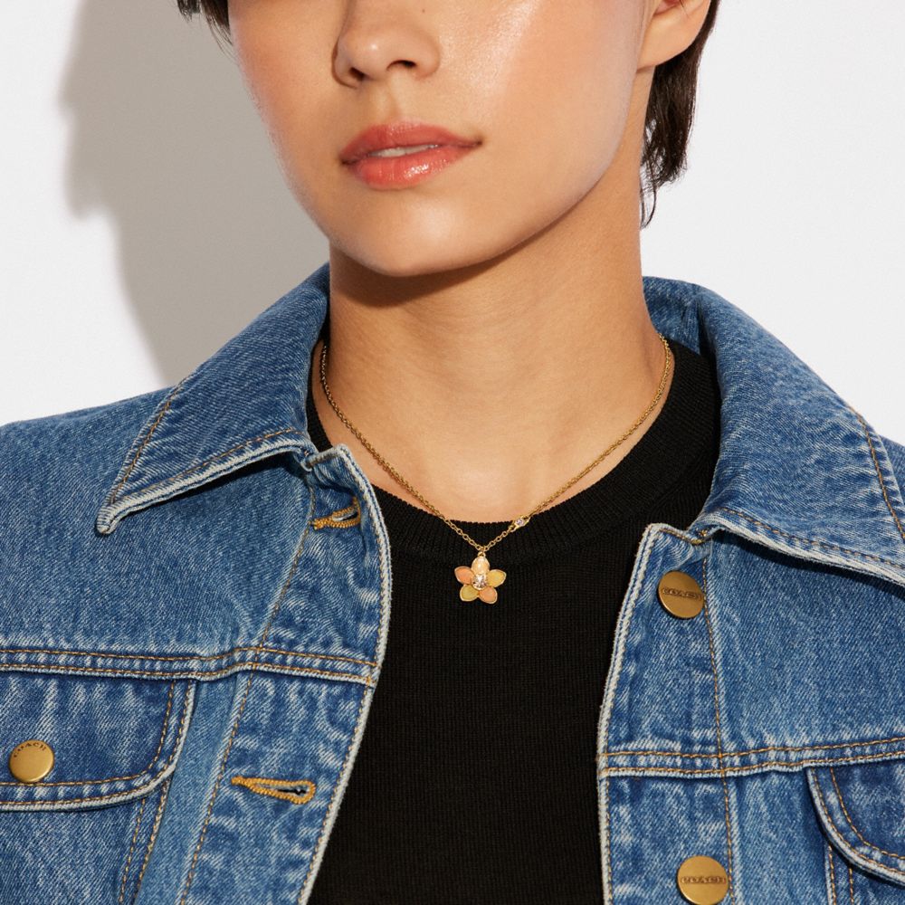 COACH®,Transparent Wildflower Necklace,,Detail View