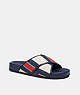 COACH®,CROSSOVER SANDAL WITH STRIPES,Midnight Red Multi,Front View