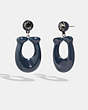 COACH®,LARGE SIGNATURE ENAMEL EARRINGS,Brass,Navy/Rhodium,Front View