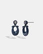 COACH®,SIGNATURE ENAMEL EARRINGS,Brass,Navy/Rhodium,Front View