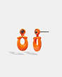 COACH®,SIGNATURE ENAMEL EARRINGS,Brass,Orange Multi,Front View