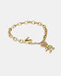 COACH®,PAVÉ REXY SIGNATURE CHAIN BRACELET,Plated Brass,Gold/Multi,Front View