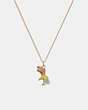 COACH®,PAVÉ REXY NECKLACE,Plated Brass,Gold/Multi,Front View