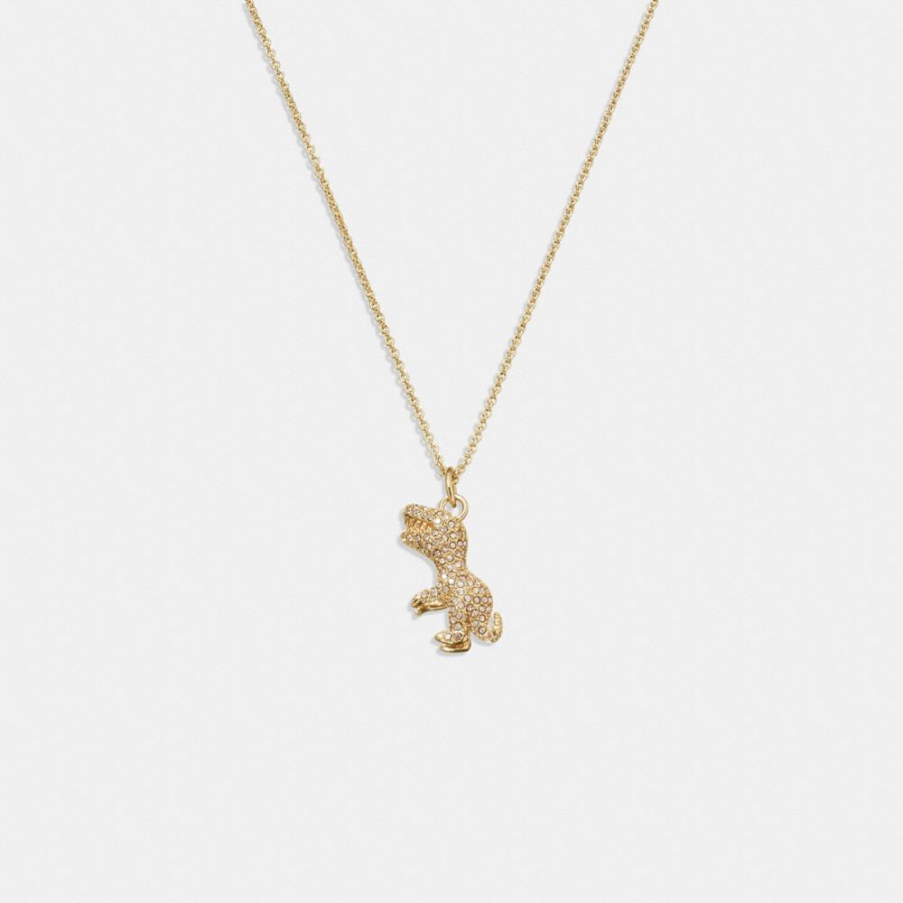 COACH®,PAVÉ REXY NECKLACE,Gold/Crystal,Front View image number 0