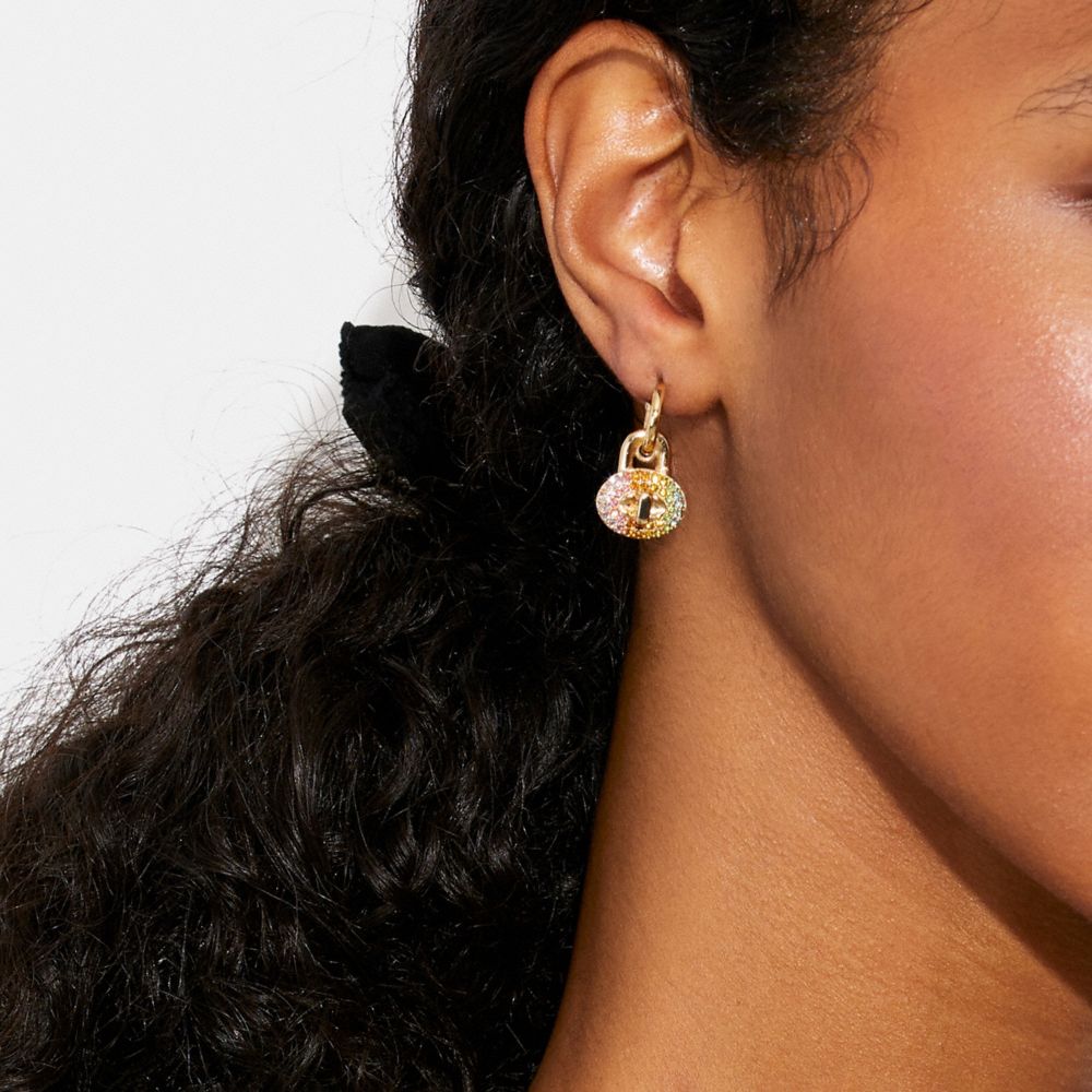 Pavé Turnlock Huggie Earrings