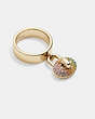 COACH®,PAVÉ TURNLOCK RING,Plated Brass,Gold/Multi,Front View