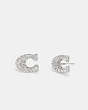 COACH®,PAVÉ SIGNATURE STUD EARRINGS,Brass,Silver & Clear,Front View