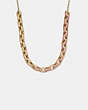 COACH®,PAVÉ SIGNATURE CHAIN NECKLACE,Brass,Gold/Pink Multi,Front View