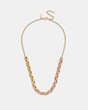 COACH®,PAVÉ SIGNATURE CHAIN NECKLACE,Brass,Gold/Pink Multi,Inside View,Top View
