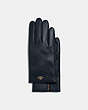 COACH®,COACH PLAQUE LEATHER TECH GLOVES,Midnight Navy,Front View