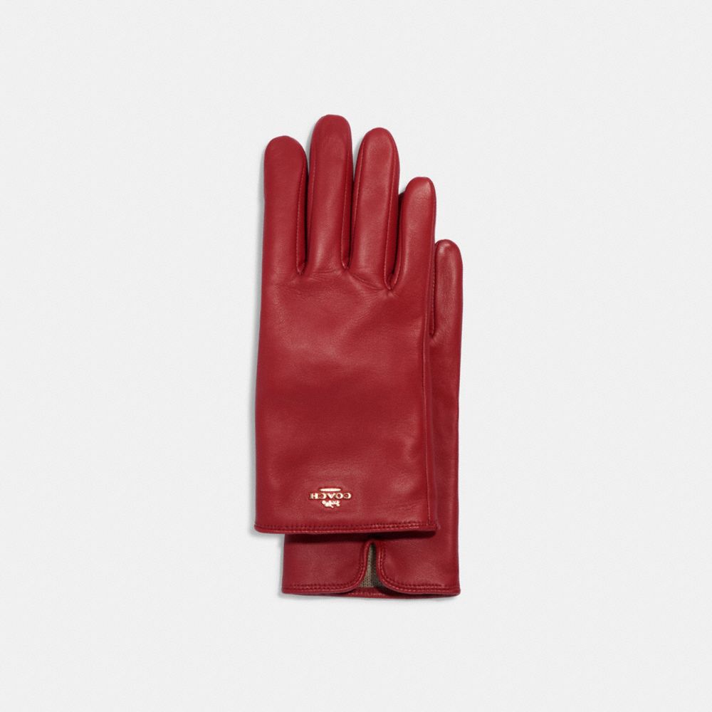 Coach Plaque Leather Tech Gloves