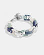 COACH®,CHUNKY SIGNATURE LINK BRACELET,Brass,Silver/Blue Multi,Front View