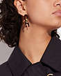 COACH®,CHUNKY SIGNATURE LINK DROP EARRINGS,Brass,Mini,Tortoise/Blue,Detail View
