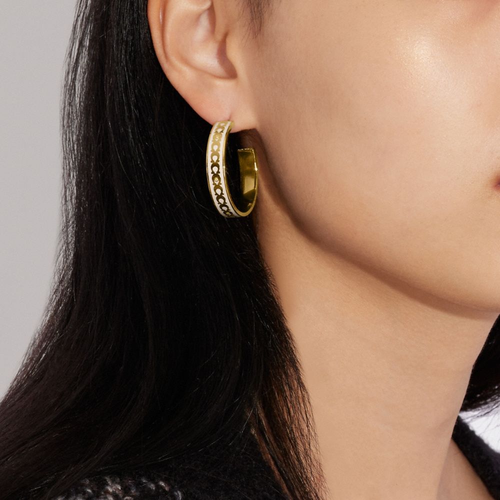 COACH®,Large Signature Enamel Hoop Earrings,,Detail View