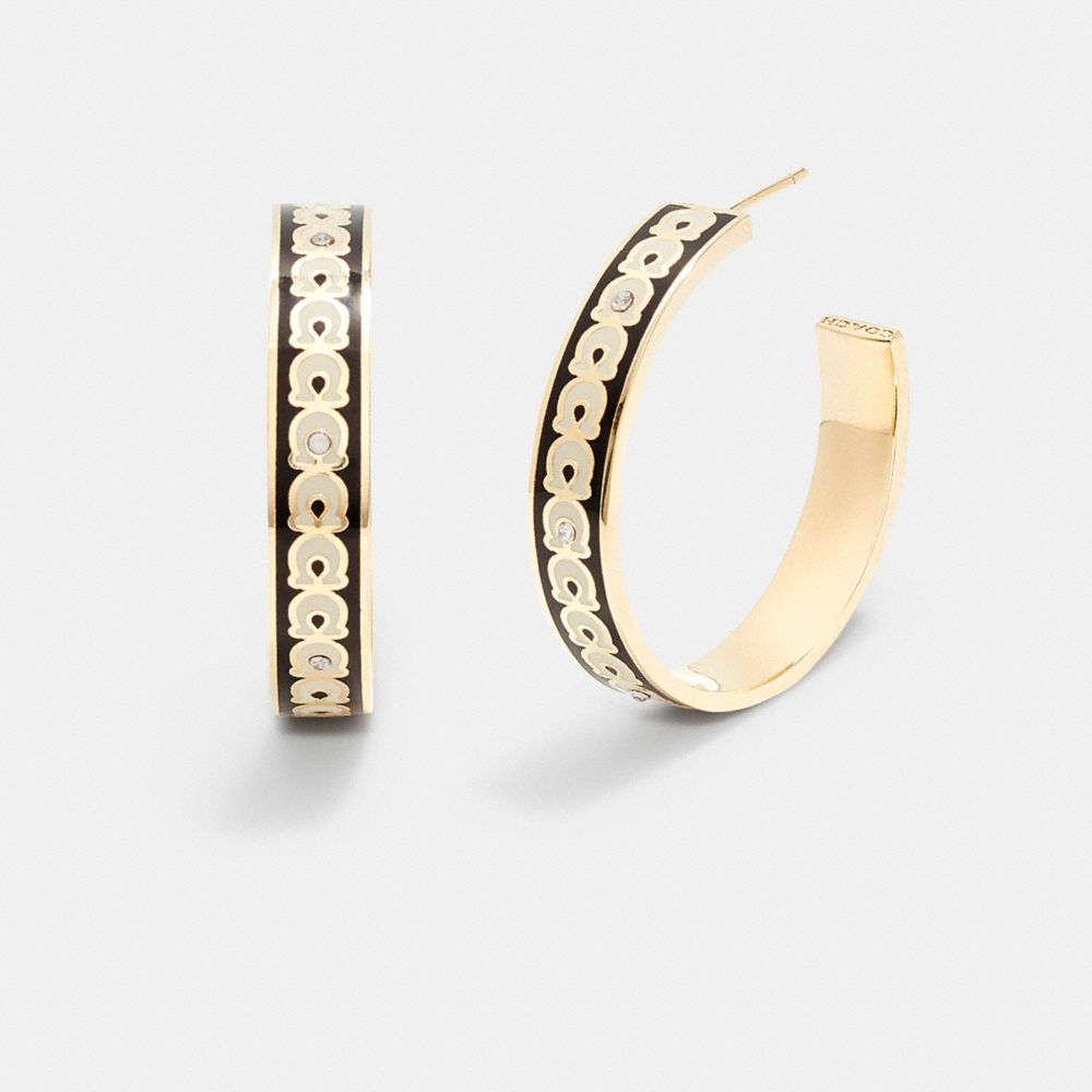 COACH® | Large Signature Enamel Hoop Earrings