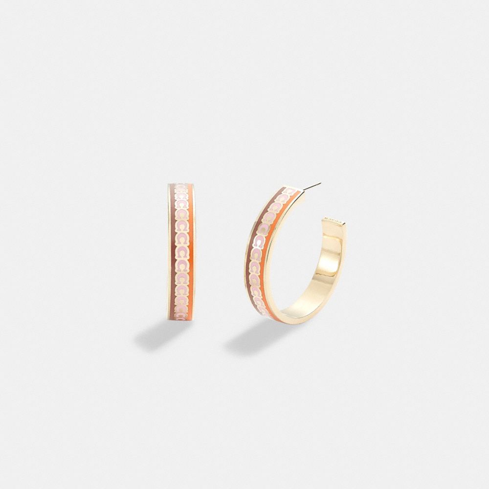 COACH®,Large Signature Enamel Hoop Earrings,,Front View