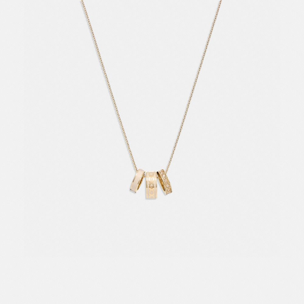 COACH®,SIGNATURE ENAMEL NECKLACE,enamel,Gold/Chalk,Front View