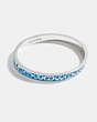 COACH®,SIGNATURE ENAMEL THIN BANGLE,Brass,Bright Blue/Silver,Front View