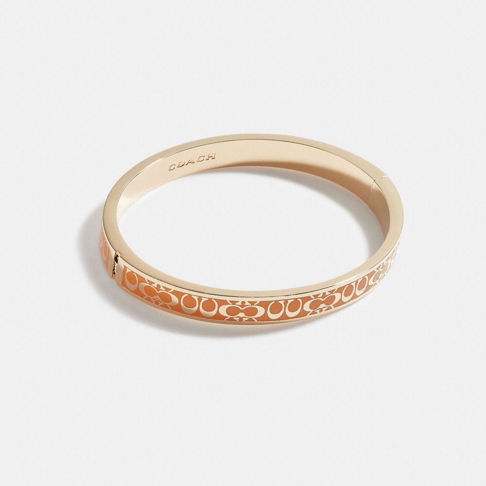 COACH®,SIGNATURE ENAMEL THIN BANGLE,Gold/Yellow,Front View