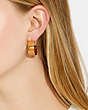 COACH®,SIGNATURE ENAMEL HOOP EARRINGS,Brass,Gold/Yellow,Detail View