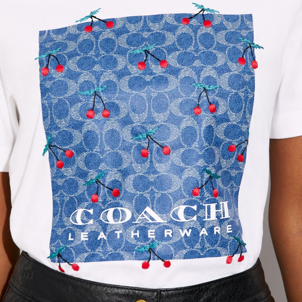 綿100%状態【美品】COACH オープンカラーシャツ XSサイズ ブルー 花柄