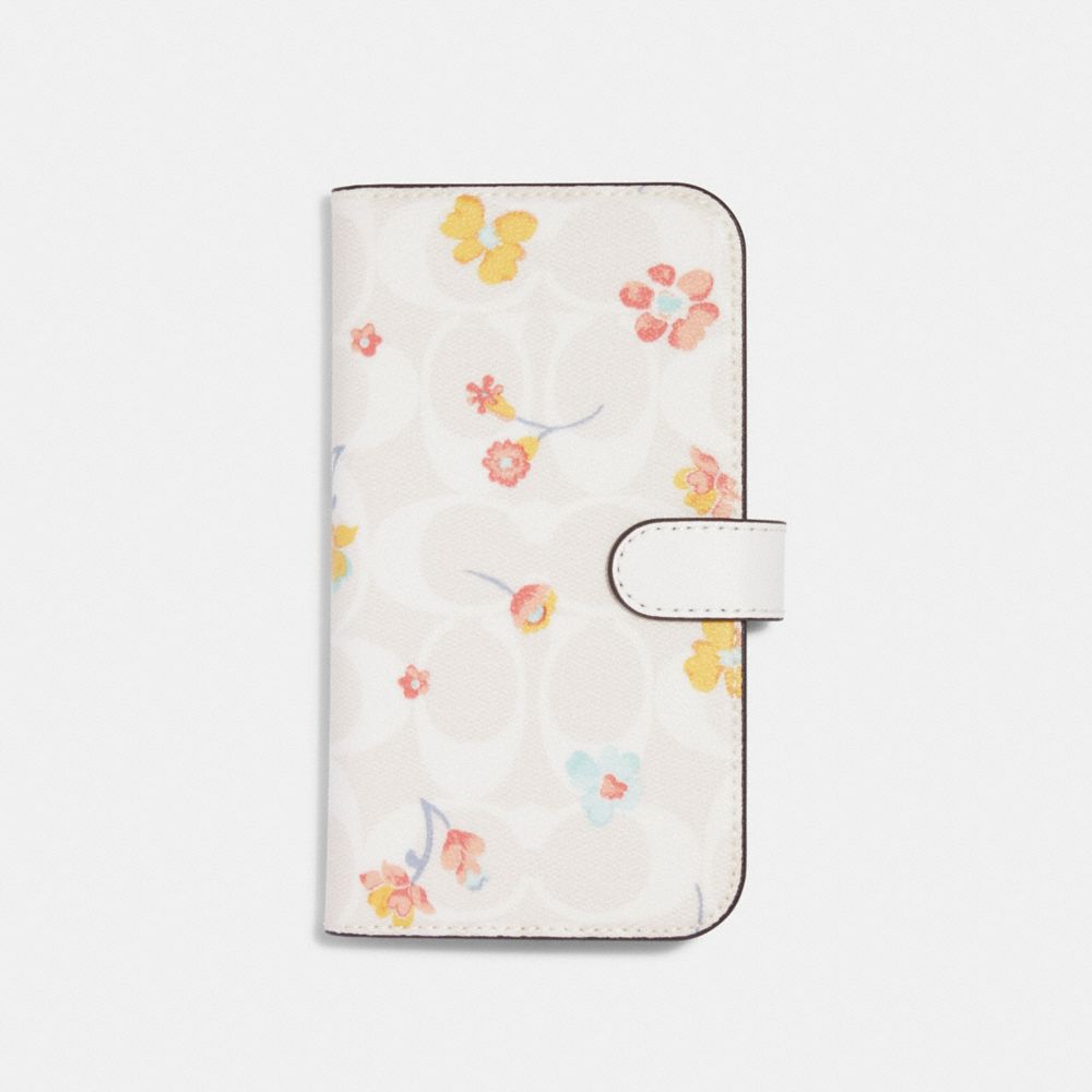 Étui folio pour iPhone 13 Pro en toile exclusive à imprimé floral mystique