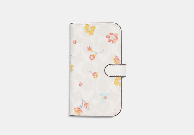 Étui folio pour iPhone 13 Pro en toile exclusive à imprimé floral mystique