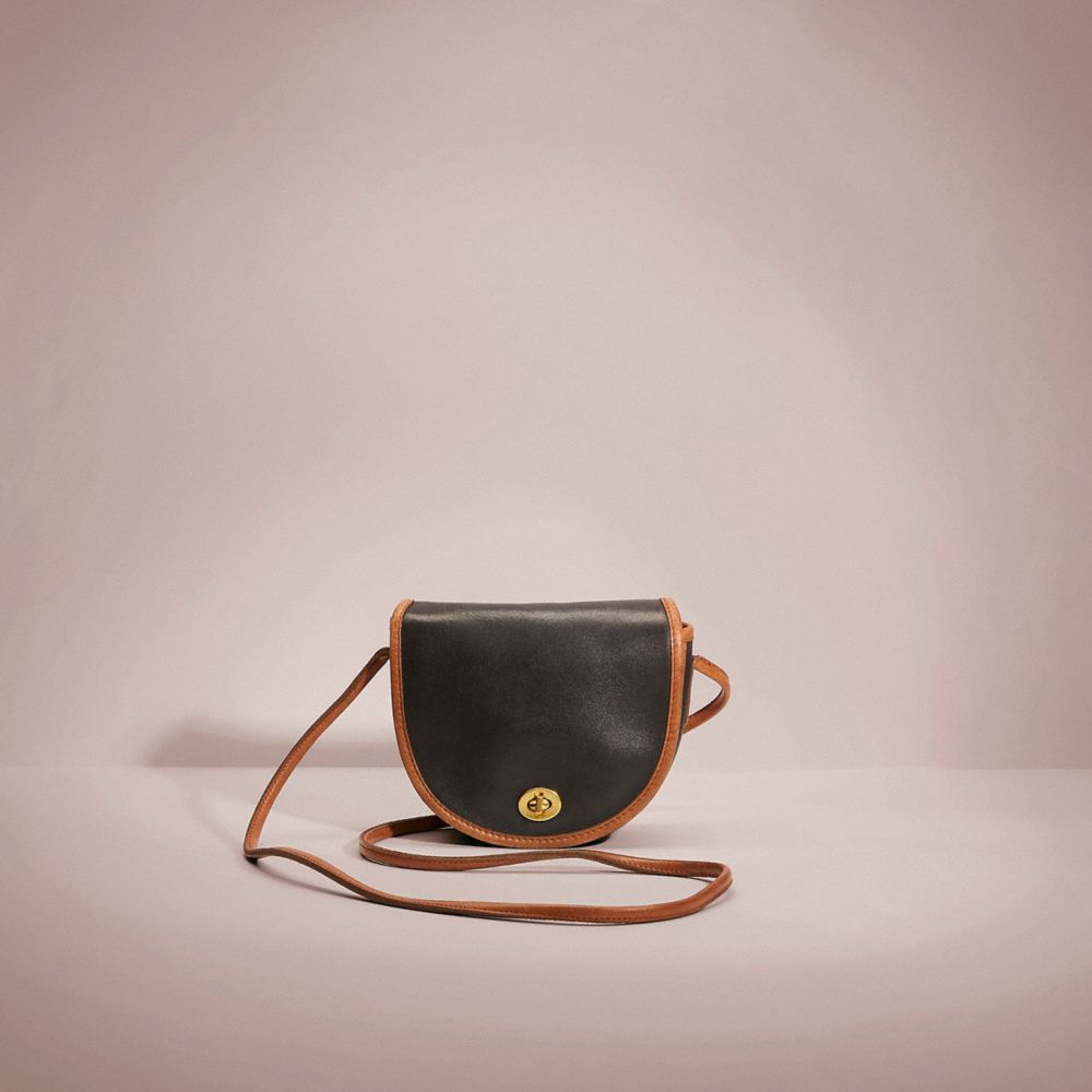 Vintage Coach Black Leather Crossbody Mini Top Handle Bag