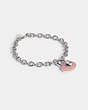 COACH®,CHAIN TURNLOCK BRACELET,Brass,Silver/Pink,Front View
