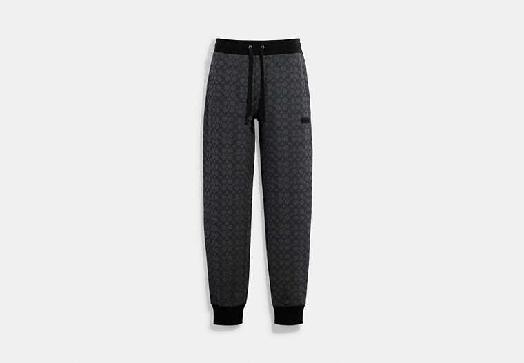 COACH®,ESSENTIAL JOGGERS IN SIGNATURE,cotton,Charcoal Signature,Front View