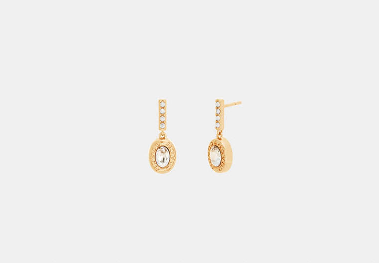 COACH®,CRYSTAL DROP EARRINGS,Plated Brass,Gold/Crystal,Front View