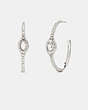 COACH®,CRYSTAL HOOP EARRINGS,Plated Brass,Silver/Crystal,Front View