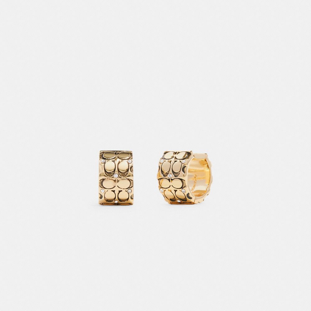 COACH® | Quilted Signature Huggie Earrings