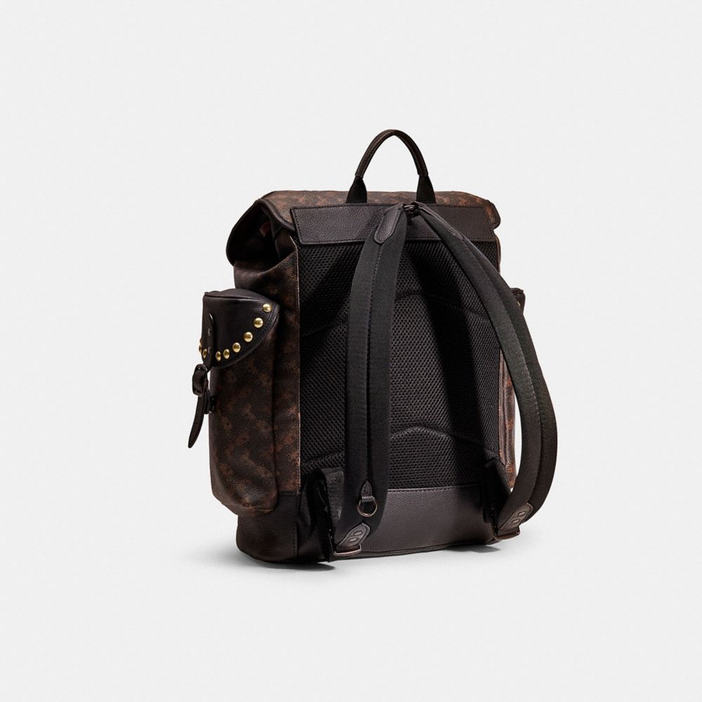 COACH®,Upcrafted Hitch Backpack With Horse And Carriage Print,,Angle View