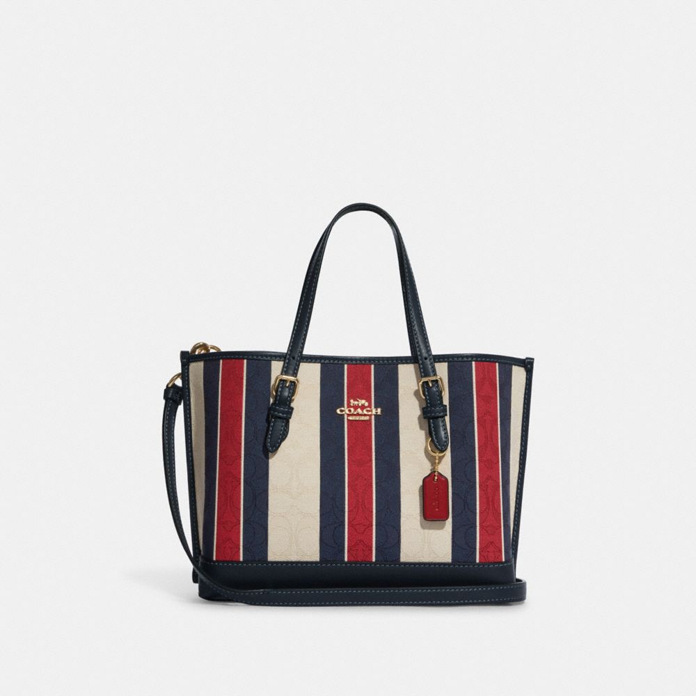 Coach signature best sale stripe tote