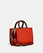 COACH®,ROGUE 17 IN COLORBLOCK,Pebble Leather,Mini,Brass/Red Orange Multi,Angle View