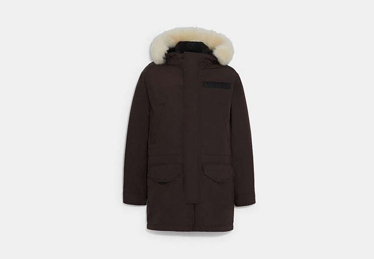 COACH®,3-IN-1 SHEARLING PARKA,Oxblood,Front View