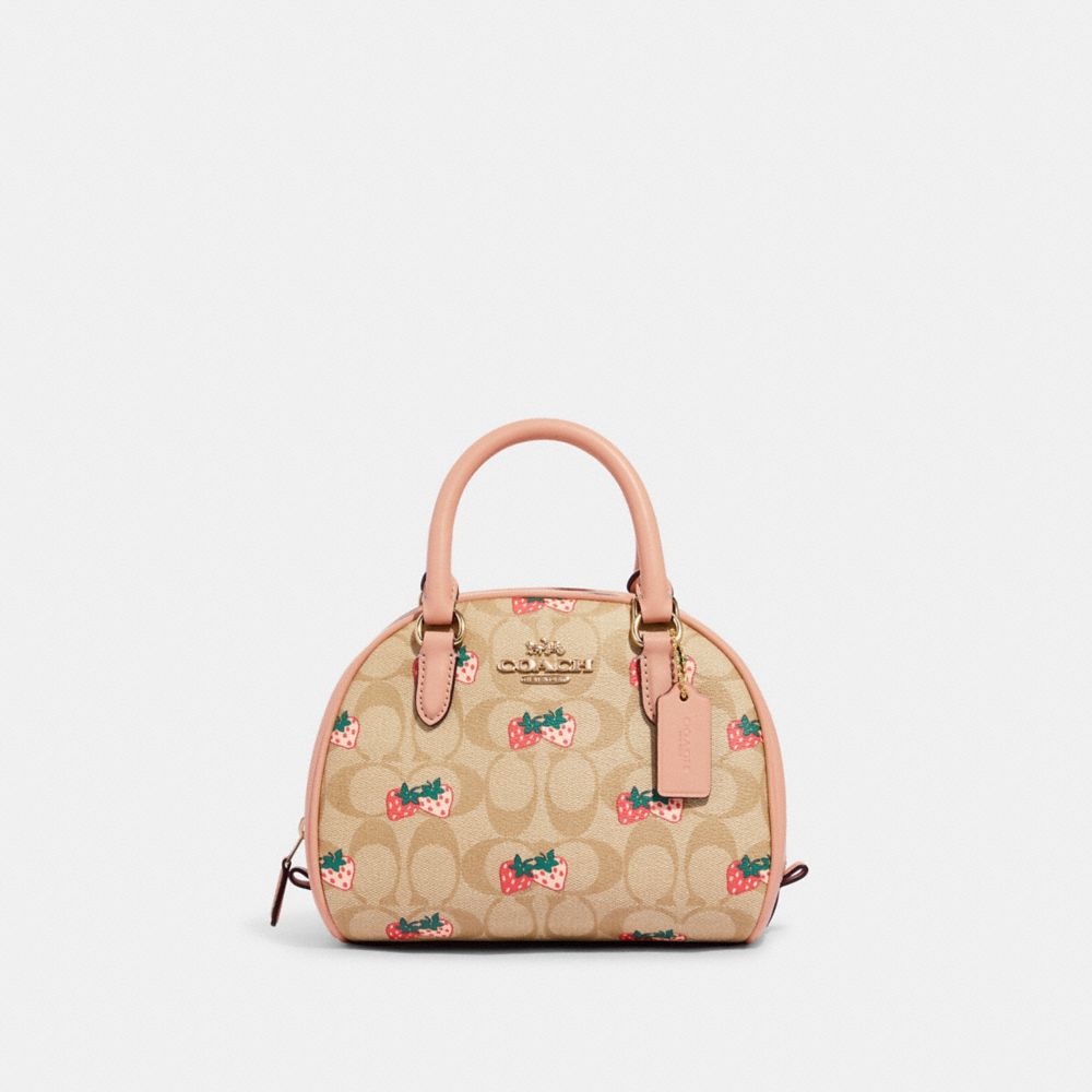 Coach Outlet Sydney Satchel With Heart Cherry Print in Pink