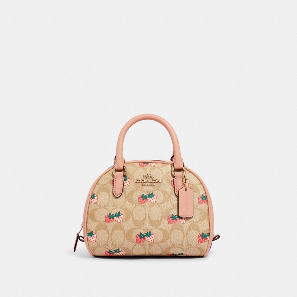 COACH Sydney Satchel In Signature Canvas With Strawberry Print