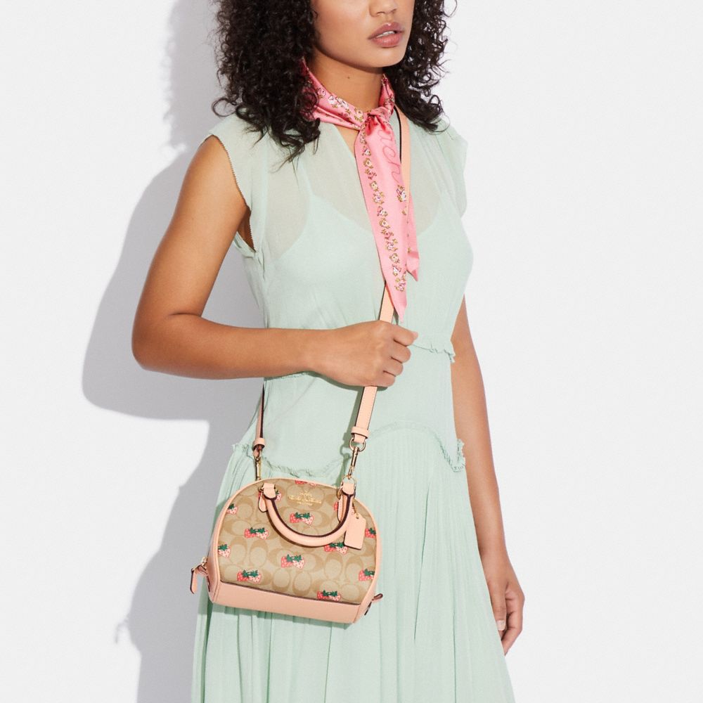 Sydney Satchel In Signature Canvas With Strawberry Print