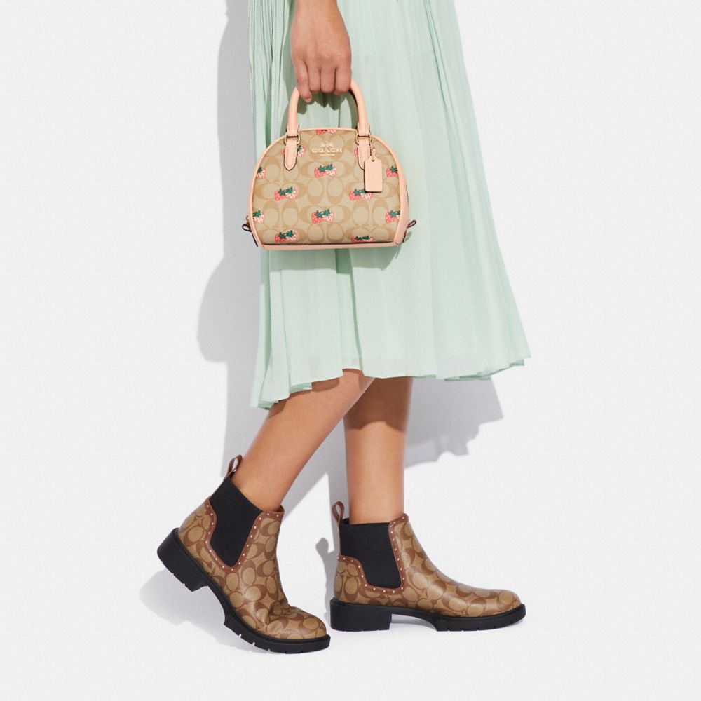 Sydney Satchel In Signature Canvas With Strawberry Print