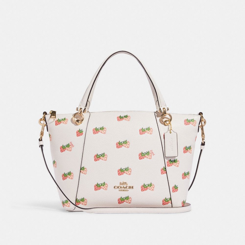 COACH®,KACEY SATCHEL WITH STRAWBERRY PRINT,Gold/Chalk Multi,Front View