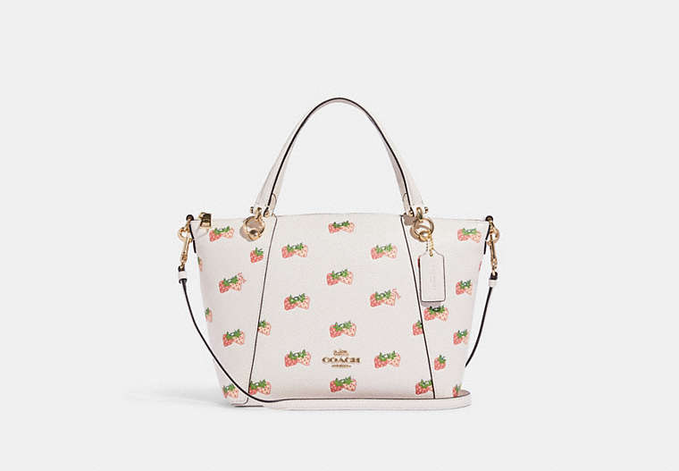 COACH®,KACEY SATCHEL WITH STRAWBERRY PRINT,Gold/Chalk Multi,Front View