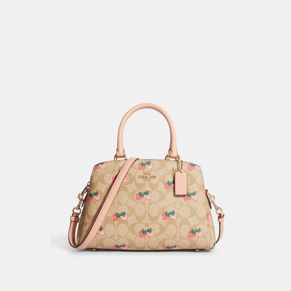 COACH® | Mini Lillie Carryall In Signature Canvas With Strawberry