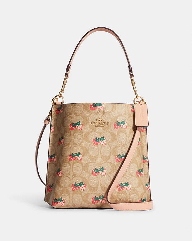 COACH®  Mollie Bucket Bag 22 In Signature Canvas With Strawberry Print