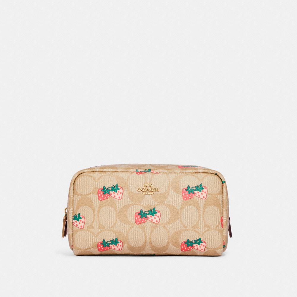 Small Boxy Cosmetic Case In Signature Canvas With Strawberry Print