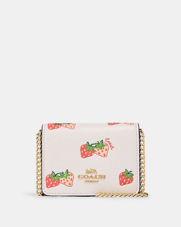 COACH®  Mini Wallet On A Chain With Strawberry Print