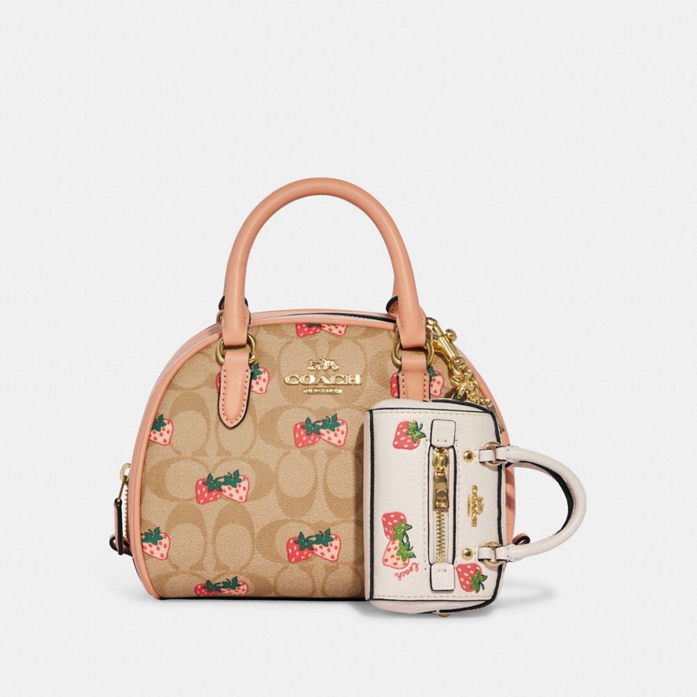 Mini Rowan Satchel Bag Charm With Strawberry Print